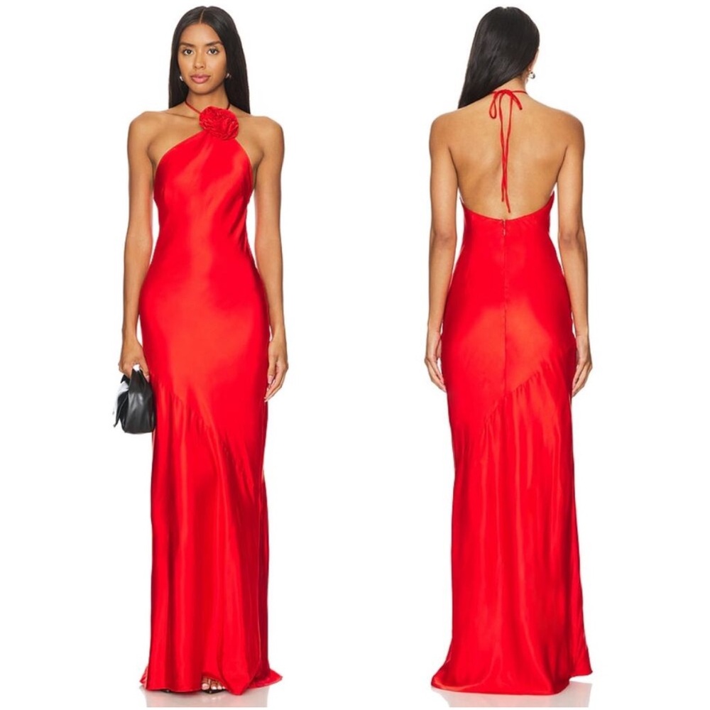 NEW NWT Lovers and Friends Inara Rosette Maxi Dress  Halter Red